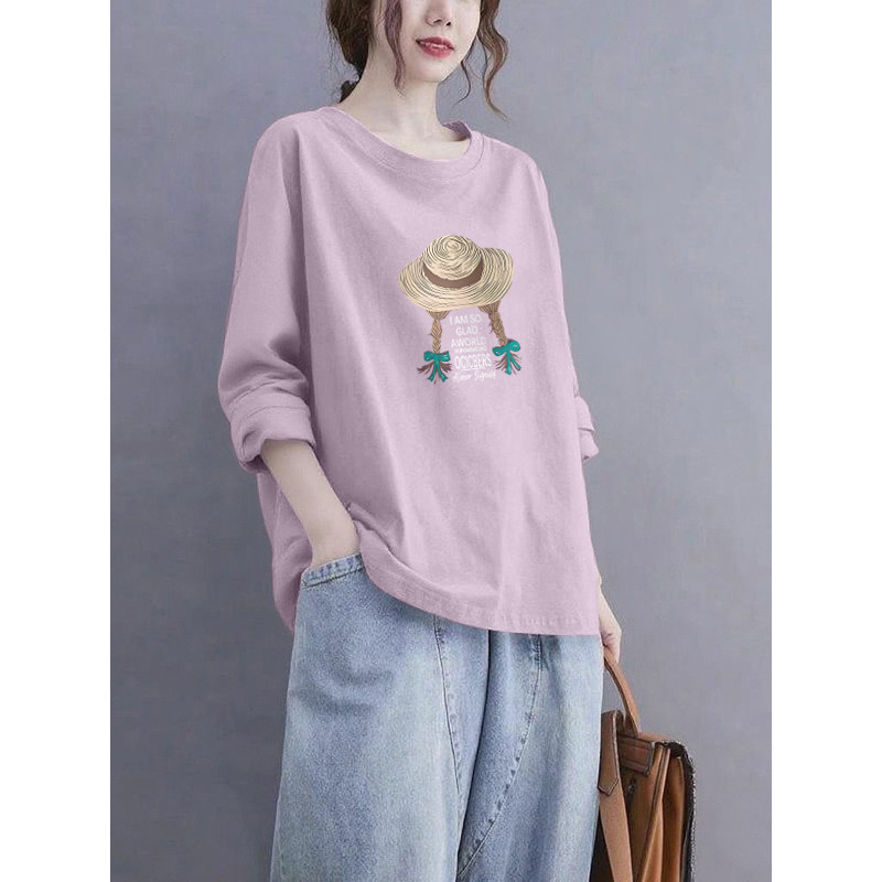 เสื้อยืดแขนยาวสำหรับผู้หญิง ทำจากผ้าฝ้าย 100% สไตล์แคชวลคลาสสิก เทรนด์ใหม่ปี 2025 – โปรปัง
