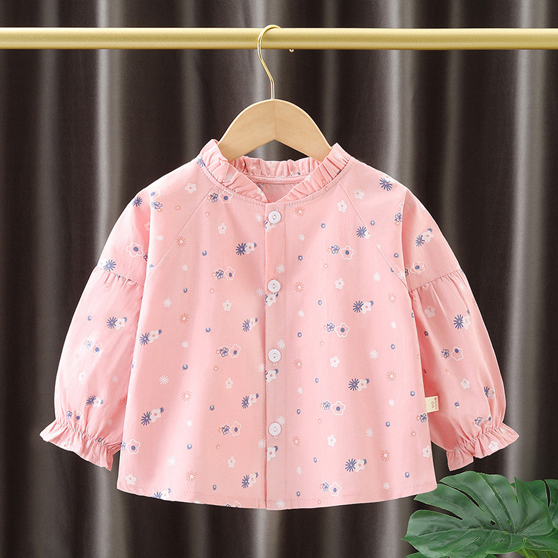 เสื้อแขนยาวลายดอกไม้สำหรับเด็กผู้หญิง สไตล์เกาหลีลำลอง เหมาะสำหรับฤดูใบไม้ผลิและฤดูใบไม้ร่วง