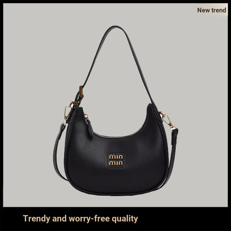 Jianneng กระเป๋าใบเล็กสำหรับผู้หญิง 2024 สไตล์ใหม่ สีดำ กระเป๋ารถไฟฟ้ายามเย็นและงานประจำวัน