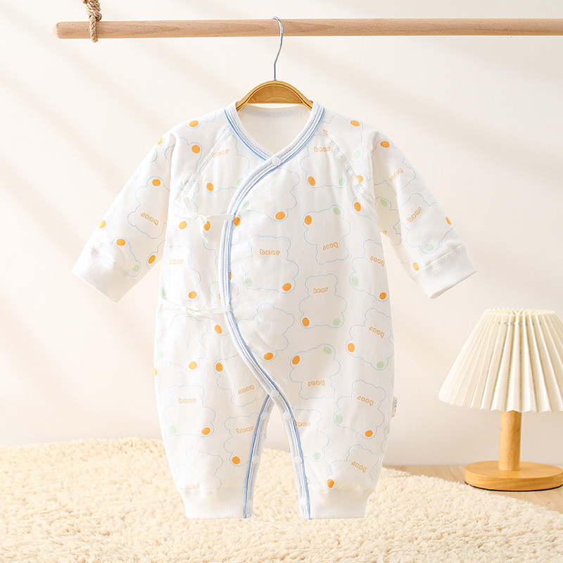 ชุดจั๊มสูทแขนยาวสำหรับทารกแรกเกิด ผ้าฝ้ายแท้เนื้อบาง สไตล์ใหม่ สำหรับฤดูใบไม้ผลิ