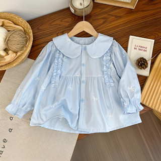 เสื้อแขนยาวเด็กหญิงทำจากฝ้ายบริสุทธิ์ ออกแบบใหม่ในสไตล์เกาหล…