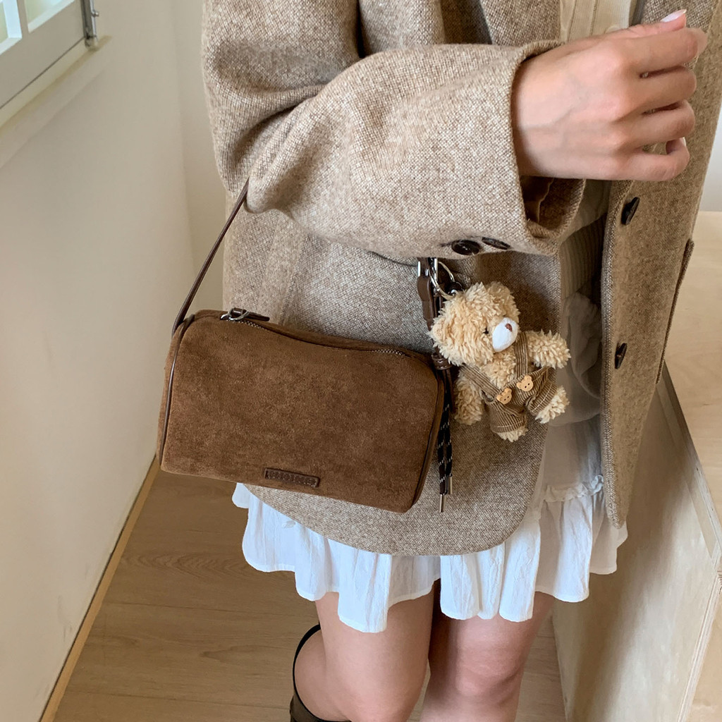 กระเป๋าメッセンเจอร์แบบเรโทรดีไซน์เกาหลีสำหรับผู้หญิง Frosted Boston Bag อารมณ์เรียบง่าย