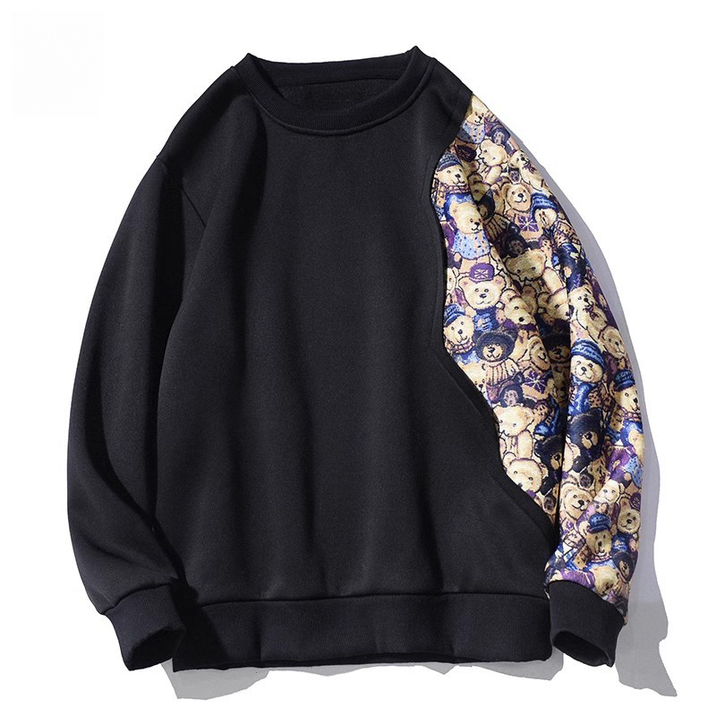 เสื้อกันหนาวผู้ชายซับขนแกะหนา ลายการ์ตูนหมี แขนยาว (โทนสไตล์ฤดูใบไม้ร่วง/หน้าหนาว)