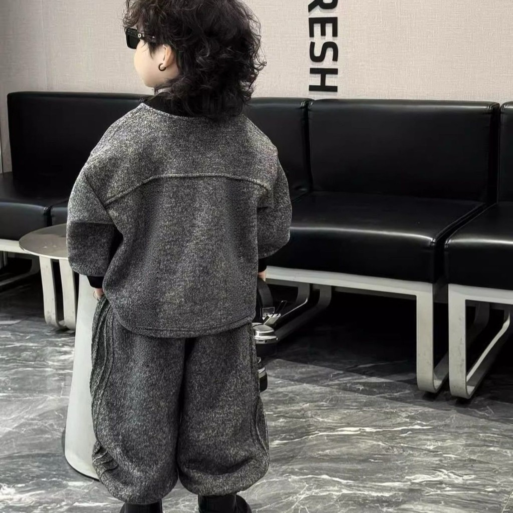 2025 ชุดเด็กชาย 2 ชิ้น ฤดูใบไม้ร่วง | เสื้อสเวตเตอร์พร้อม กางเกงจ็อกเกอร์ | ชุดลําลองสําหรับเด็ก - รูปที่ 2