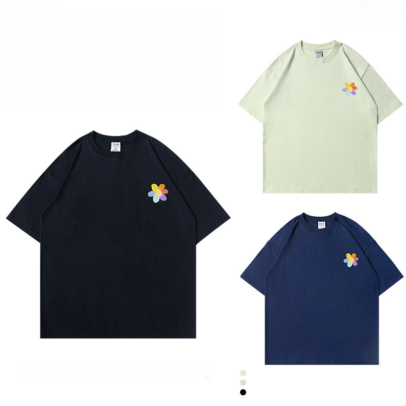 เสื้อยืดแขนครึ่ง สไตล์เกาหลี สีดำ ทำจากผ้าฝ้ายแท้ ขนาดใหญ่ พอดีกับทั้งผู้ชายและผู้หญิง แฟชั่นฤดูร้อน