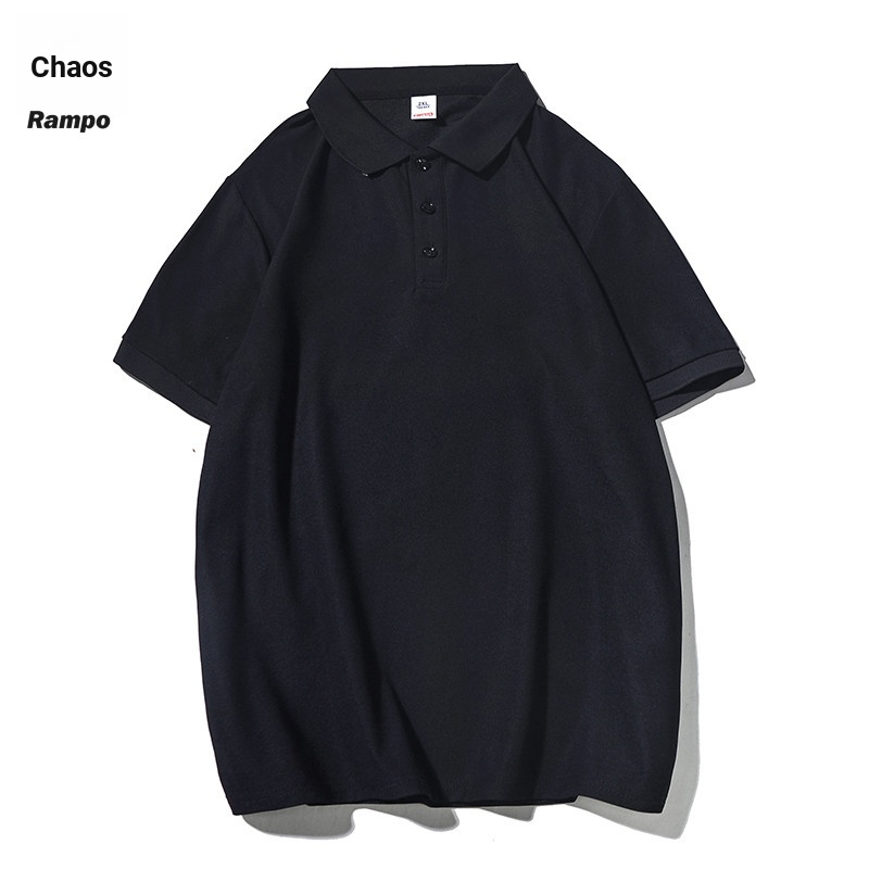 เสื้อโปโลผู้ชายทรงหลวมสบาย สีทึบและสีขาว แขนสั้น เหมาะสำหรับงานธุรกิจ