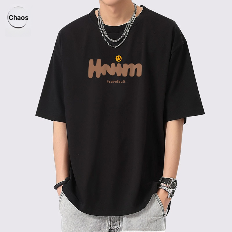 เสื้อยืดแขนสั้นผู้ชาย ผ้าฝ้ายแท้หนัก สไตล์นักเรียน เหมาะสำหรับฤดูร้อน