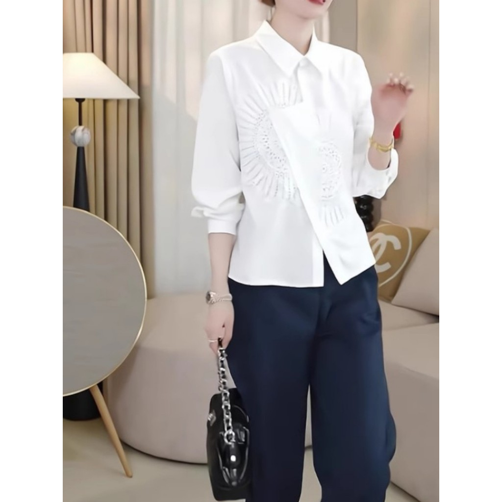 เสื้อกลมถักโครเชต์สำหรับผู้หญิง ฤดูใบไม้ร่วงปี 2025 ใส่ง่ายเหมาะกับหลากหลายโอกาส