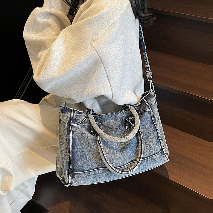 กระเป๋าคาดเอว Retro Denim สไตล์ casual สำหรับนักเรียนและคนทำงาน