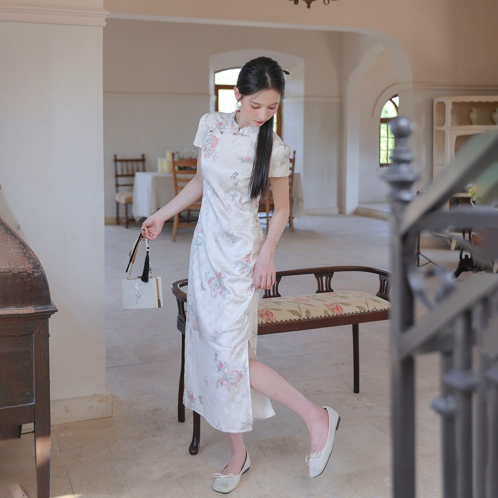 TOWN33 ใหม่จีน Jacquard ชุดเอวสูง Slimmer ดูปรับปรุง Cheongsam ชุด Z4M101