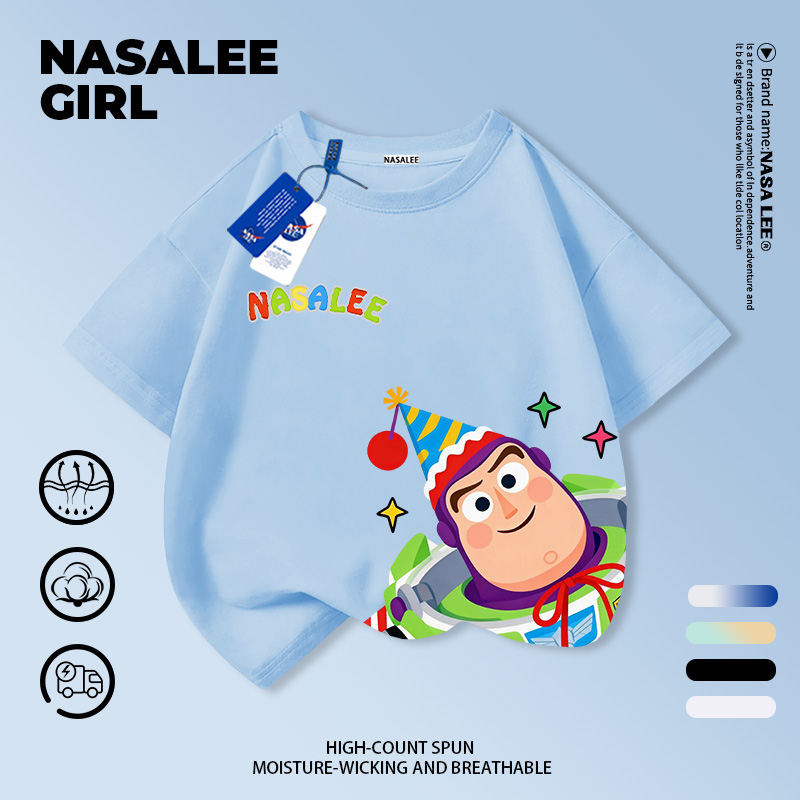 [กรุงเทพฯ จัดส่ง] เด็กผ้าฝ้ายสีเหลืองสีฟ้าลายเสื้อยืดออกแบบการ์ตูนแพนด้าสนุกพิมพ์ฤดูร้อนเสื้อผ้าระบายอากาศแขนสั้นเหมาะสําหรับ 3-16ชายหญิง