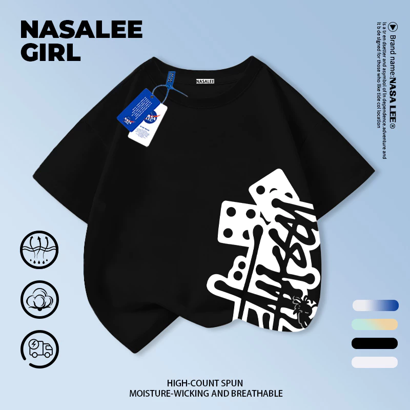 [กรุงเทพฯ จัดส่ง] เด็กผ้าฝ้ายสีดําเสื้อยืดการออกแบบการ์ตูนความรู้สึกทุกวันทุกการแข่งขันสนุกพิมพ์ฤดูร้อนระบายอากาศเสื้อผ้าแขนสั้นเหมาะสําหรับ3-16ชายหญิง