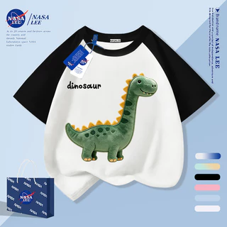 [กรุงเทพฯ จัดส่งภายในวันเดียว] คอยาวไดโนเสาร์เด็กครึ่งแขนเสื้อยืดชายหญิงเด็กทารกระบายอากาศผ้าฝ้ายสีกรมท่าทั้งหมด
