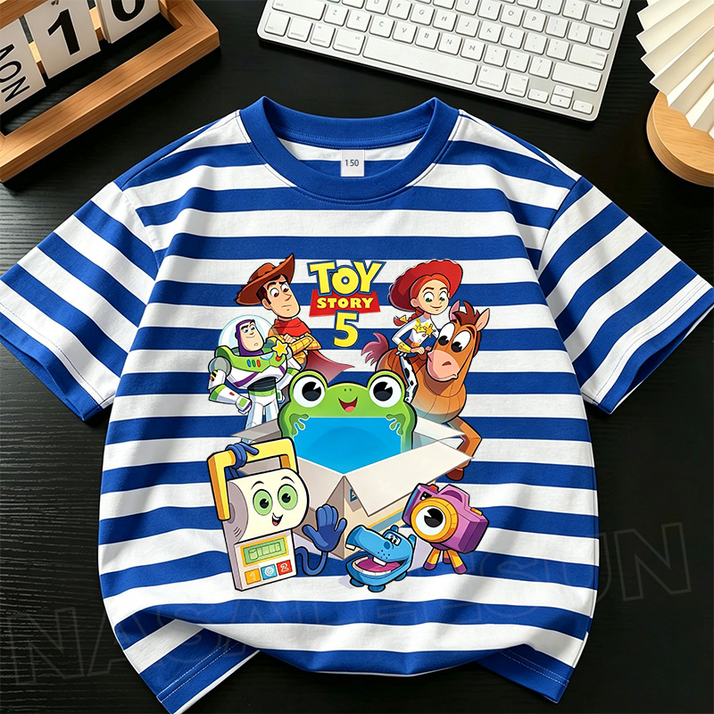 【สไตล์คลาสสิก】เสื้อยืดเด็ก NASA สีขาวน้ำเงิน ลายเพื่อนในกล่อง 3-16 ปี ใส่ได้ทั้งเด็กชายและเด็กหญิง