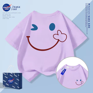 [กรุงเทพฯ จัดส่งภายในวันเดียว] ยิ้มใบหน้ารูปแบบที่เรียบง่ายเด็กเสื้อยืดครึ่งแขนชายหญิงทารกผ้าฝ้ายระบายอากาศสีขาวทั้งหมด-