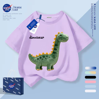 [กรุงเทพฯ จัดส่งภายในวันเดียว] คอยาวไดโนเสาร์เด็กครึ่งแขนเสื้อยืดชายหญิงเด็กทารกระบายอากาศผ้าฝ้ายสีกรมท่าทั้งหมด