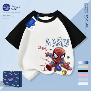 [กรุงเทพฯ จัดส่งภายในวันเดียว] เสื้อผ้าเด็ก สีน้ําเงินเข้มแขนสั้นเด็กเสื้อยืดครึ่งแขนผ้าฝ้าย ถาม-รุ่น มนุษย์แมงมุม พิมพ์เสื้อผ้าฤดูร้อนลําลองสําหรับเด็กชายเ