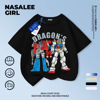 【ส่งจากกรุงเทพ】เสื้อยืดเด็ก 2026 ทรงหลวม ระบายอากาศ แขนสั้น ลายหุ่นยนต์เท่ๆ เหมาะสำหรับเด็กผู้ชาย 3-16 ปี สไตล์กีฬาแฟชั่น