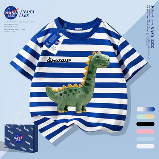 [กรุงเทพฯ จัดส่งภายในวันเดียว] คอยาวไดโนเสาร์เด็กครึ่งแขนเสื้อยืดชายหญิงเด็กทารกระบายอากาศผ้าฝ้ายสีกรมท่าทั้งหมด