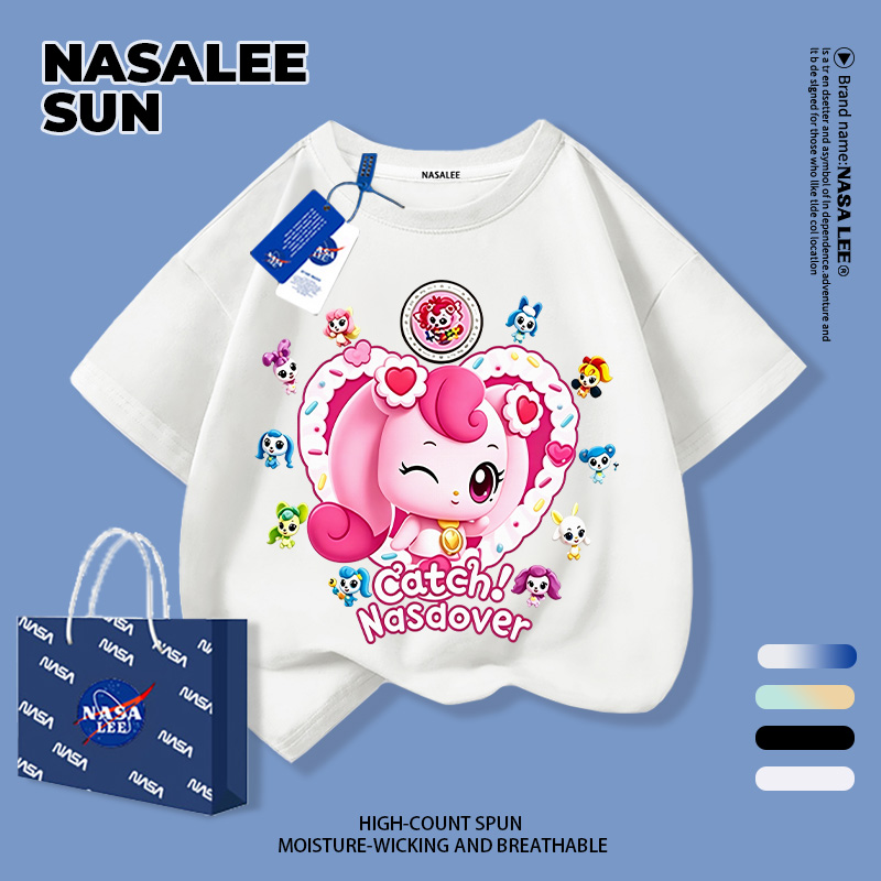 【ส่งจากกรุงเทพ】เสื้อยืดเด็กใหม่ 2026 สีขาว คอกลม ผ้าฝ้าย แขนสั้น ลายน่ารักรูปหัวใจ สาวๆ 3-16 ปี ใส่สบาย สไตล์น่ารัก