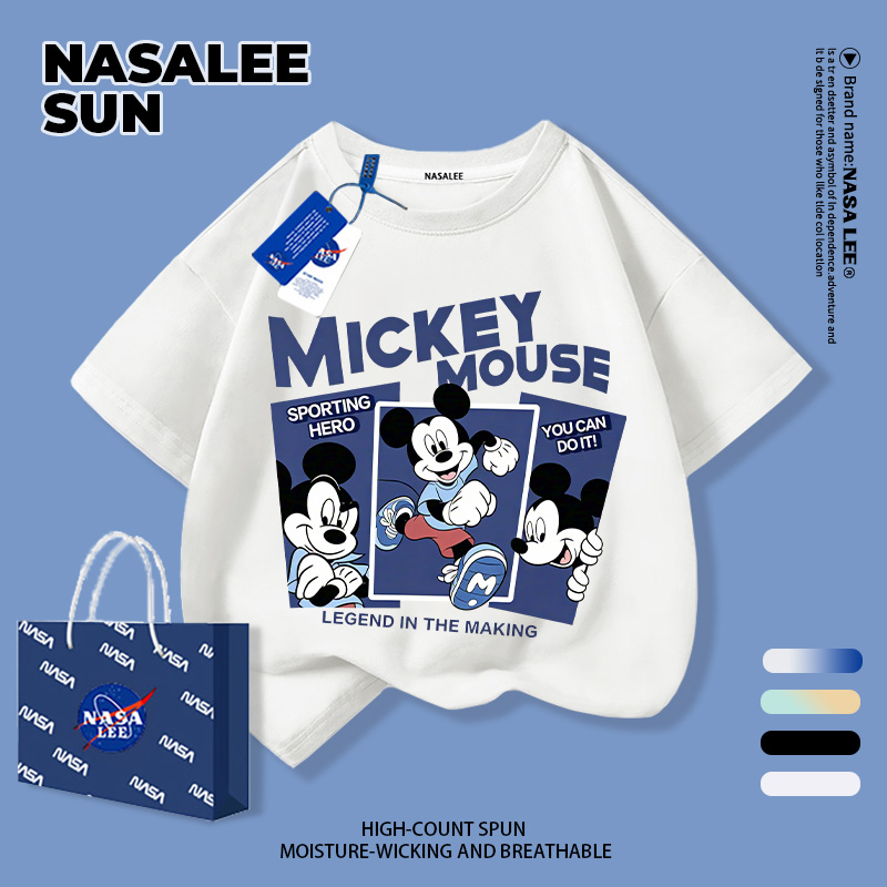 【ส่งวันนี้】เสื้อยืดเด็ก NASA ใหม่ ฤดูร้อน แขนสั้น ลายมิกกี้สไตล์แฟชั่น ผ้าฝ้ายนิ่ม 3-16 ปี ใส่ได้ทั้งเด็กชายและเด็กหญิง