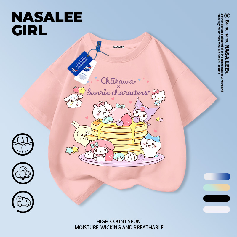 【ส่งจากกรุงเทพ】เสื้อยืดเด็ก 2026 ทรงหลวม แขนสั้น ลายสัตว์น่ารักกินแพนเค้ก 3-16 ปี ใส่ได้ทั้งเด็กชายและเด็กหญิง ใส่ทุกวัน