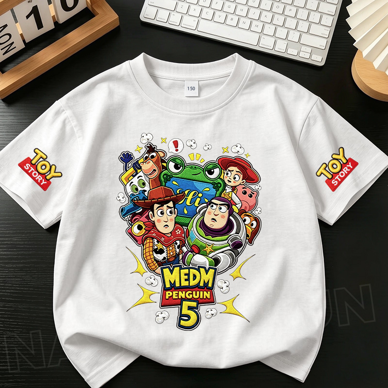 【สไตล์คลาสสิก】เสื้อยืดเด็ก NASA สีขาว ลายหุ่นของเล่นเท่ๆ 3-16 ปี ใส่ได้ทั้งเด็กชายและเด็กหญิง