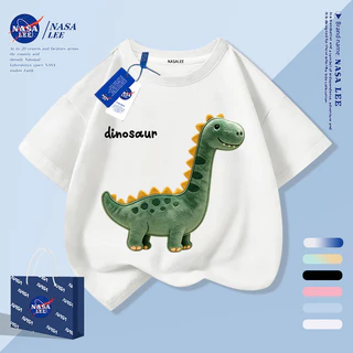 [กรุงเทพฯ จัดส่งภายในวันเดียว] คอยาวไดโนเสาร์เด็กครึ่งแขนเสื้อยืดชายหญิงเด็กทารกระบายอากาศผ้าฝ้ายสีกรมท่าทั้งหมด
