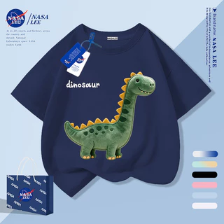 [กรุงเทพฯ จัดส่งภายในวันเดียว] คอยาวไดโนเสาร์เด็กครึ่งแขนเสื้อยืดชายหญิงเด็กทารกระบายอากาศผ้าฝ้ายสีกรมท่าทั้งหมด