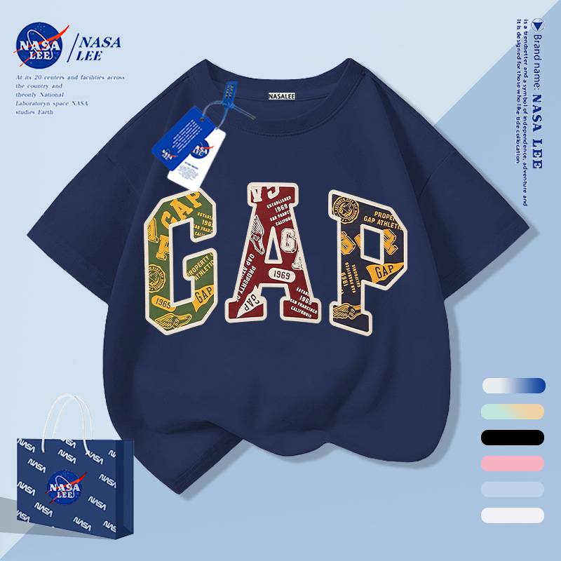 [กรุงเทพฯ จัดส่งภายในวันเดียว] กรมท่าผ้าฝ้ายเด็กเสื้อผ้าเด็กแขนสั้นเสื้อยืดครึ่งแขนย้อนยุคตัวอักษรขนาดใหญ่พิมพ์ฤดูร้อน ลู