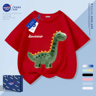 [กรุงเทพฯ จัดส่งภายในวันเดียว] คอยาวไดโนเสาร์เด็กครึ่งแขนเสื้อยืดชายหญิงเด็กทารกระบายอากาศผ้าฝ้ายสีกรมท่าทั้งหมด