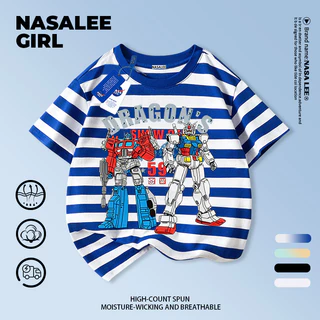 【ส่งจากกรุงเทพ】เสื้อยืดเด็ก 2026 ทรงหลวม ระบายอากาศ แขนสั้น ลายหุ่นยนต์เท่ๆ เหมาะสำหรับเด็กผู้ชาย 3-16 ปี สไตล์กีฬาแฟชั่น