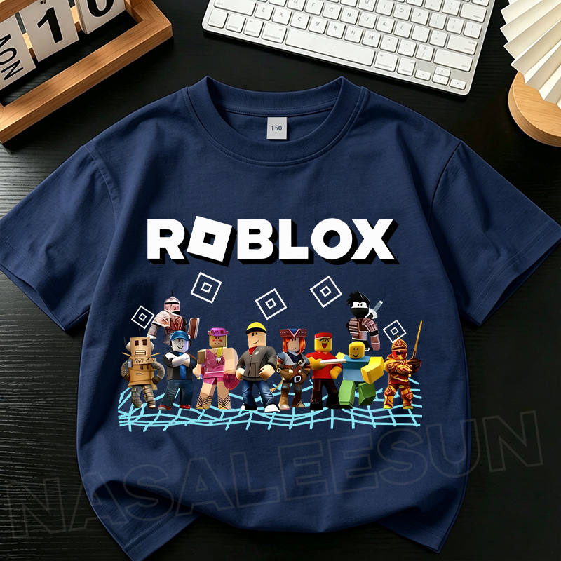 【ส่งวันนี้】เสื้อยืดเด็ก NASA สีน้ำเงินเข้ม ลายตัวละคร Roblox 3-16 ปี เด็กผู้ชาย ใส่เที่ยว