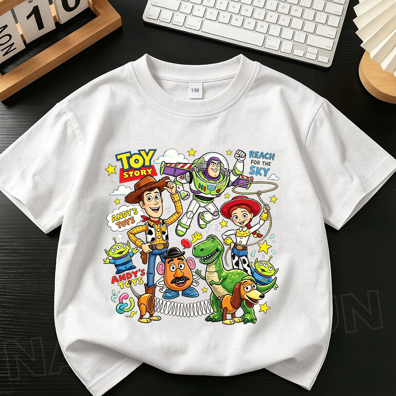 [จัดส่งกรุงเทพ] NASA Children White Short-Sleeved Toy Story All-Star Print 3-16 Years Old Boys Girls All-Match T-Shirt