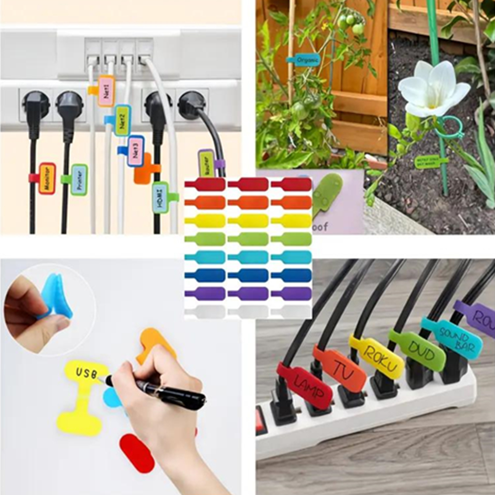 ป้ายสายเคเบิลสติกเกอร์ไนลอนสีสันสดใสแบบติดเอง - สำหรับการระบุที่ง่าย เหมาะสำหรับบ้านและสำนักงาน - รูปที่ 5