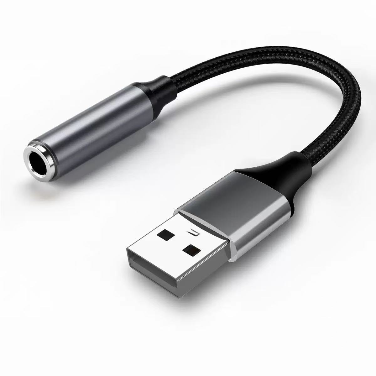 USB ถึง 3.5 มม. TRRS Aux Jack สายถักอะแดปเตอร์เสียงการ์ดเสียงสเตอริโอภายนอกสําหรับตัวแปลงแล็ปท็อปพีซี