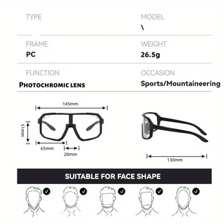 Photochromic Retro แว่นตากันแดดขนาดใหญ่ PC กรอบ Comfort สําหรับขี่จักรยานตกปลา Travel Unisex แว่นตาป้องกัน (สีเทาสไตล์เท่านั้น)