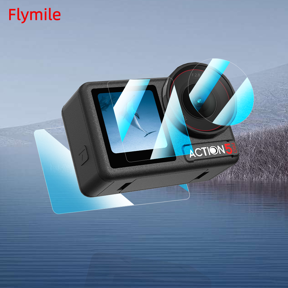 ฟิล์มป้องกันกล้อง Flymile สําหรับฝาครอบหน้าจอ HD DJI Action 5 Pro