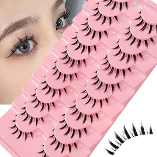 Natural Transparent Band Lashes 10 คู่, แต่งหน้าแต่งงานเจ้าสาว, ปาร์ตี้และของใช้ประจําวัน, ตาโตนู้ด
