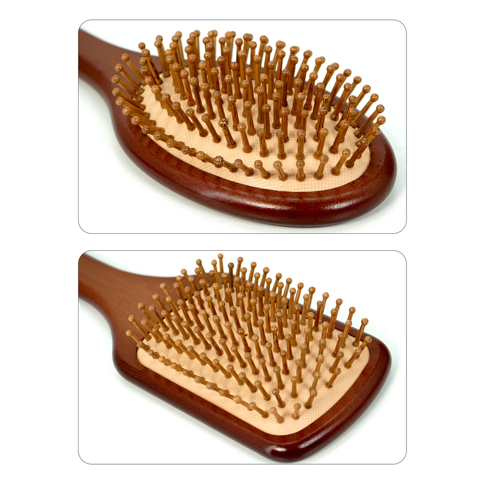แปรงผมไม้ไผ่เบาะลม, หวีนวดป้องกันผมชี้ฟูและหนังศีรษะ, Detanglerไม้ธรรมชาติ - รูปที่ 3