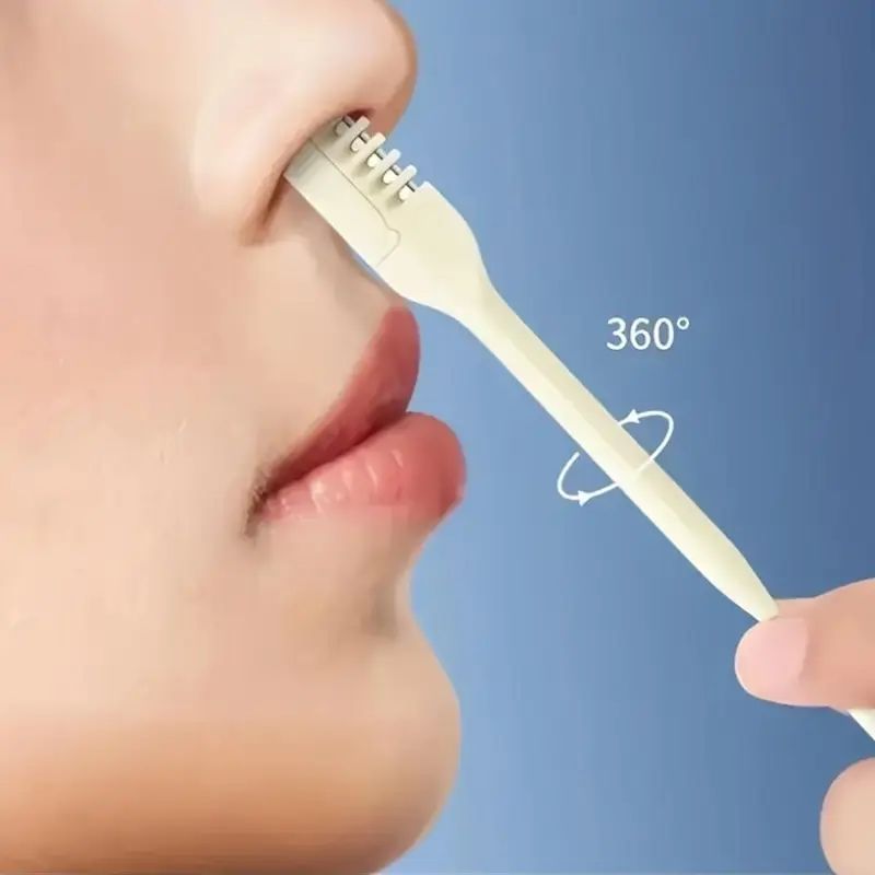 ที่เล็มขนจมูก360° สองด้าน ไม่เจ็บปวด และปลอดภัย พร้อมใบมีดหมุนด้วยมือสําหรับกรูมมิ่งที่แม่นยํา ทําความสะอาดง่าย ออกแบบมาสําหรับผู้ชาย