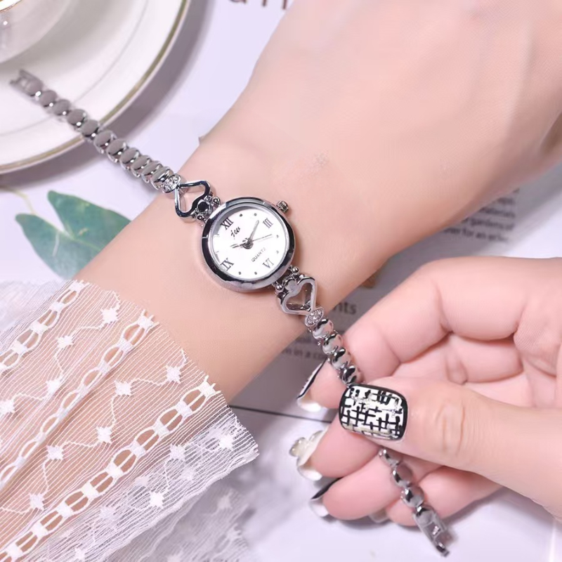 นาฬิกาข้อมือนักเรียนหญิงอินเทรนด์ - สายเหล็กบางและควอตซ์มินิมอล ความสง่างาม ไร้ความพยายาม