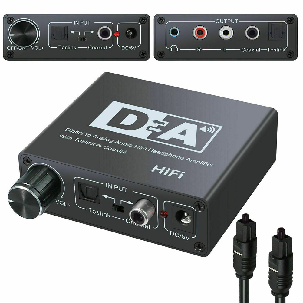 Hifi dac Amp Digital To Analog Audio Converter RCA 3.5 มม.เครื่องขยายเสียงหูฟัง Toslink Optical Coaxial Output แบบพกพา dac 24bit