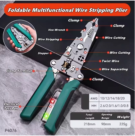 มัลติฟังก์ชั่น Wire Stripper ปากกาทดสอบไฟฟ้าเครื่องตัดสายเคเบิลแบบพับได้ Crimper เครื่องมือสําหรับตัดและสายไฟประเภท A/B/C 1 PC ราคา ถูกที่สุด ดีลบีเคเค แกลเลอรีภาพที่ 7
