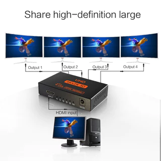 1 In 4 Out HDMI Splitter Amplifier HDCP 1080P 4K Dual Display สําหรับ HDTV DVD PS3 Xbox