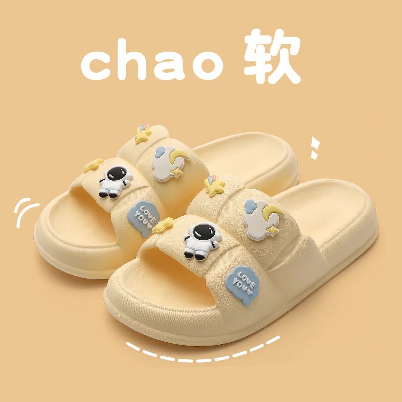 รองเท้าคัทชูแบบสวม แฟชั่นลายนักบินอวกาศ พื้นนิ่ม ใส่สบาย สีเหลือง Size 40-41