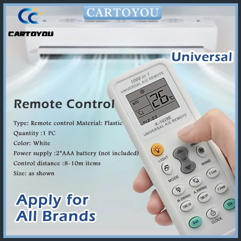 รีโมทคอนโทรล Aircon K-1028E เครื่องปรับอากาศ 1000-in-1 รีโมทสากล