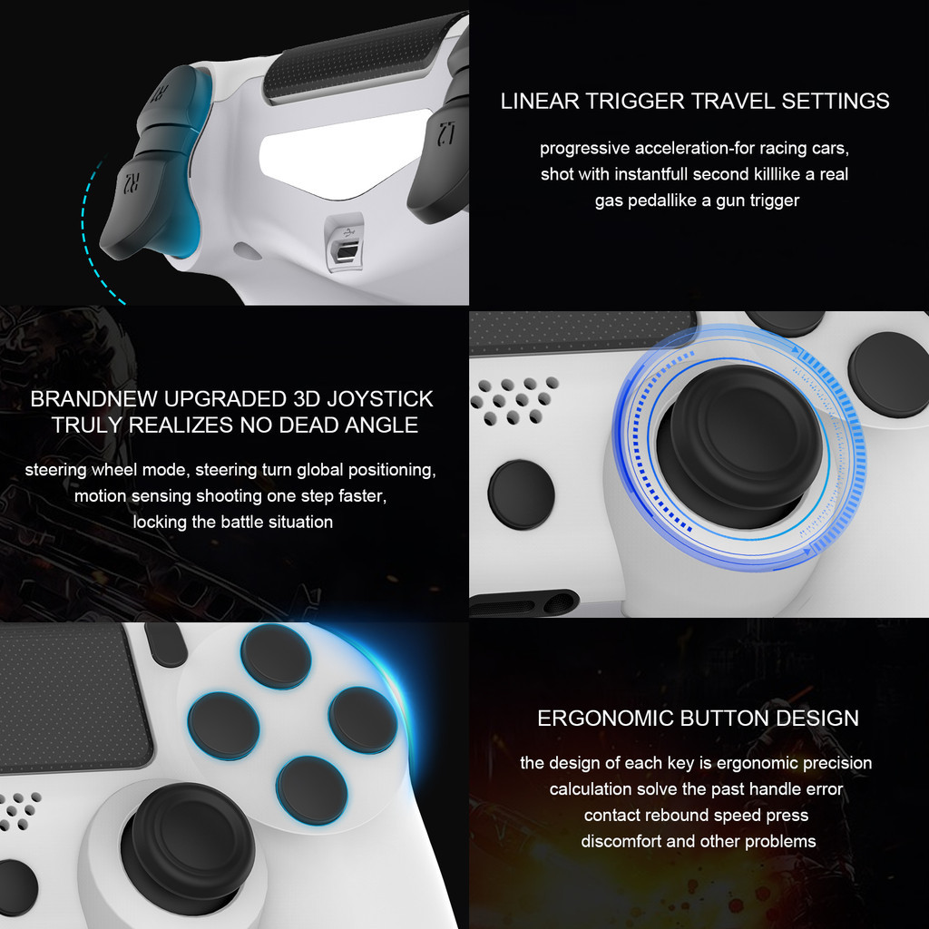 จอยสติ๊กควบคุมเกมไร้สายบลูทูธเข้ากันได้กับพีซี Android iOS แล็ปท็อป PS4 Gaming Pad