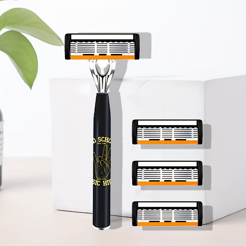 ผู้ชายเครื่องโกนหนวดมีดโกนตัดผมเครื่องมือมีดโกนผมใบหน้า6ชั้นใบมีดที่มีคุณภาพสูงโบราณโกนหนวดมีดเครื่องโกนหนวดด้วยหัวเปลี่ยนหัว - รูปที่ 3