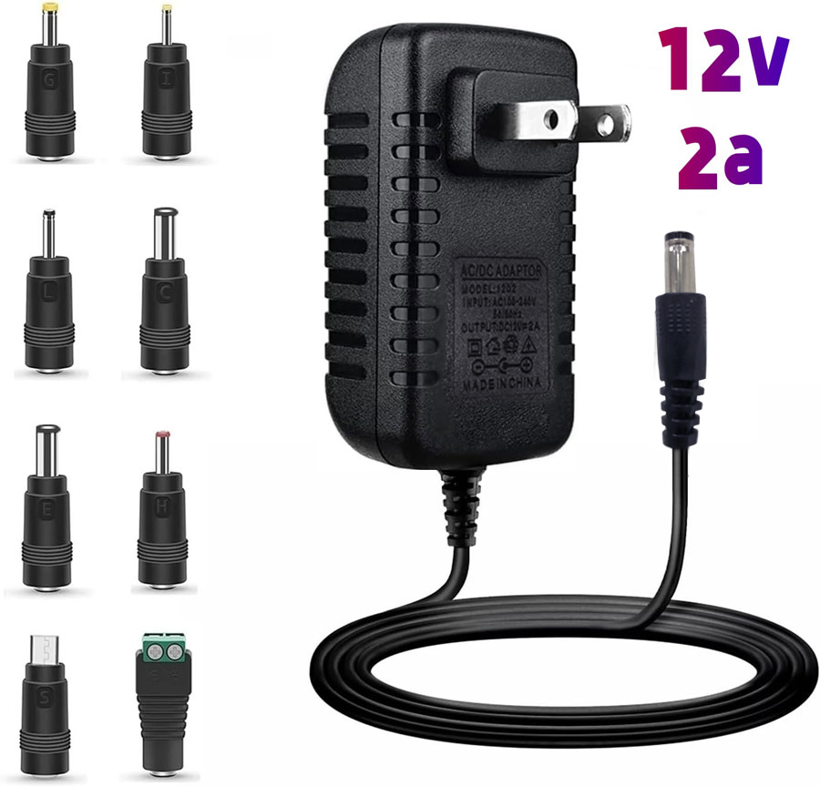 12V 2A อะแดปเตอร์จ่ายไฟเครื่องชาร์จเปลี่ยนสายไฟ AC 100V ถึง 240V DC 1.5A 1A Converter